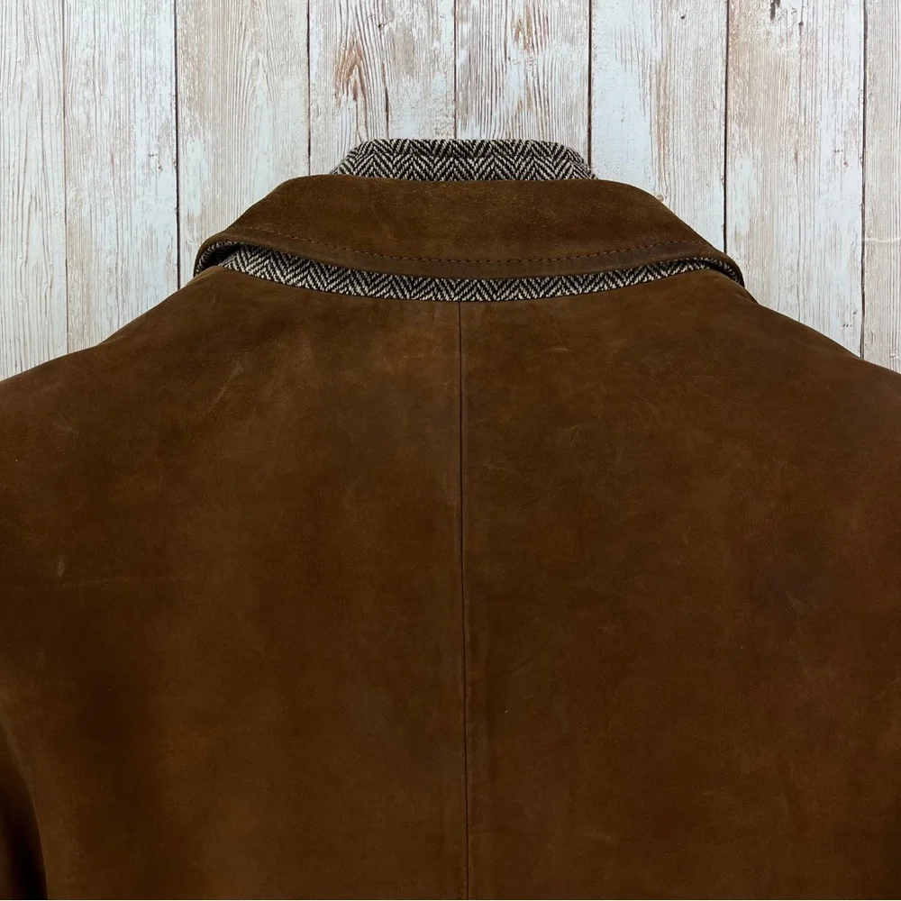 SOLD! FLYNT Distressed Leather Hybrid Coat Jacket Size 42R - Picture 11 of 16